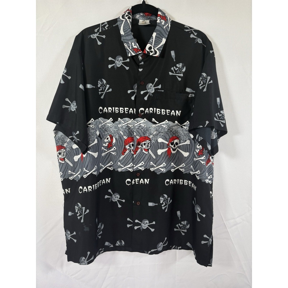 Rima shirt size XL pirate skeletons Caribbean button up halloween